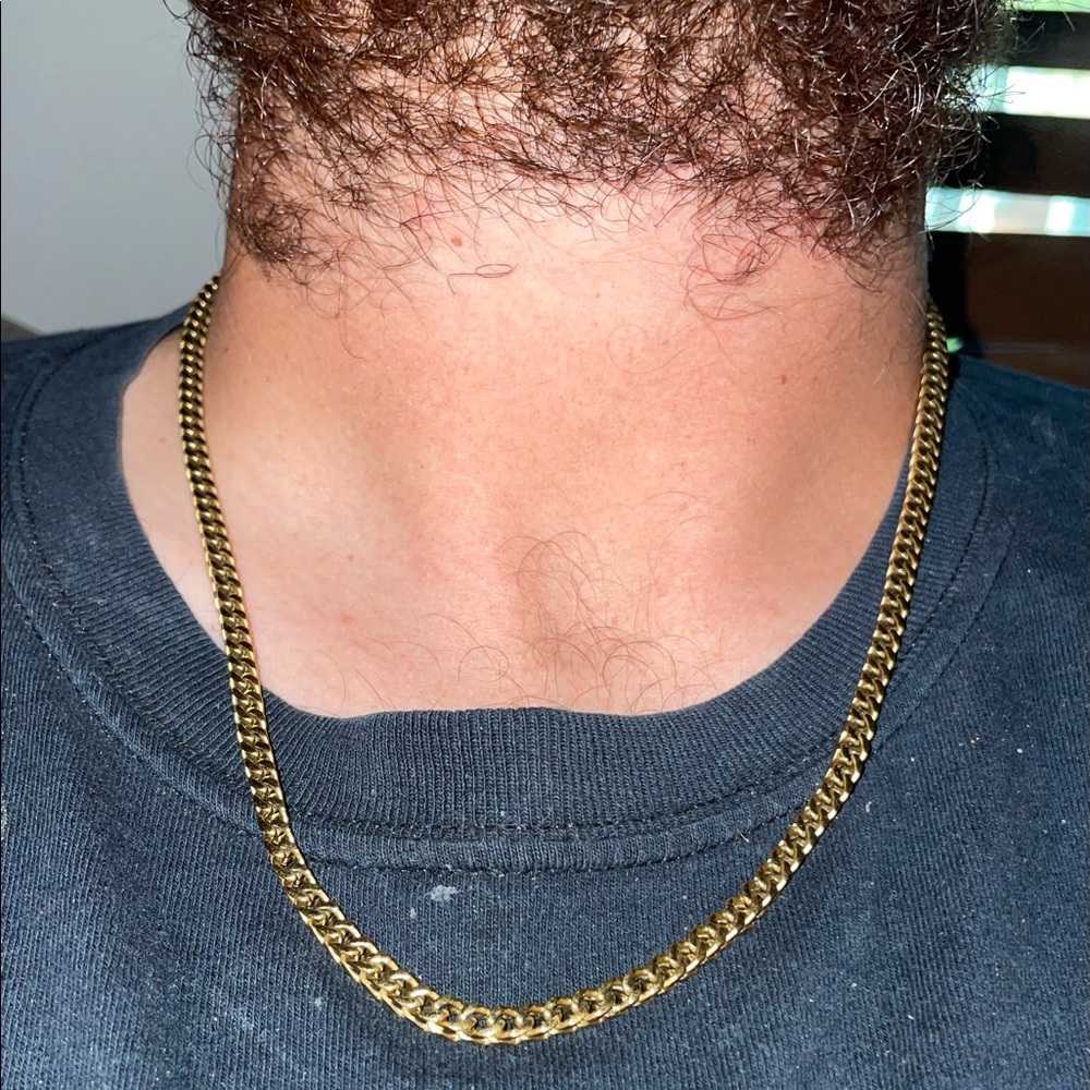 Microcuban gold plated stainless steel chain necklace